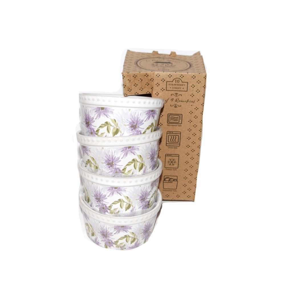 10 Strawberry Street Set of 4 Ramekins Floral